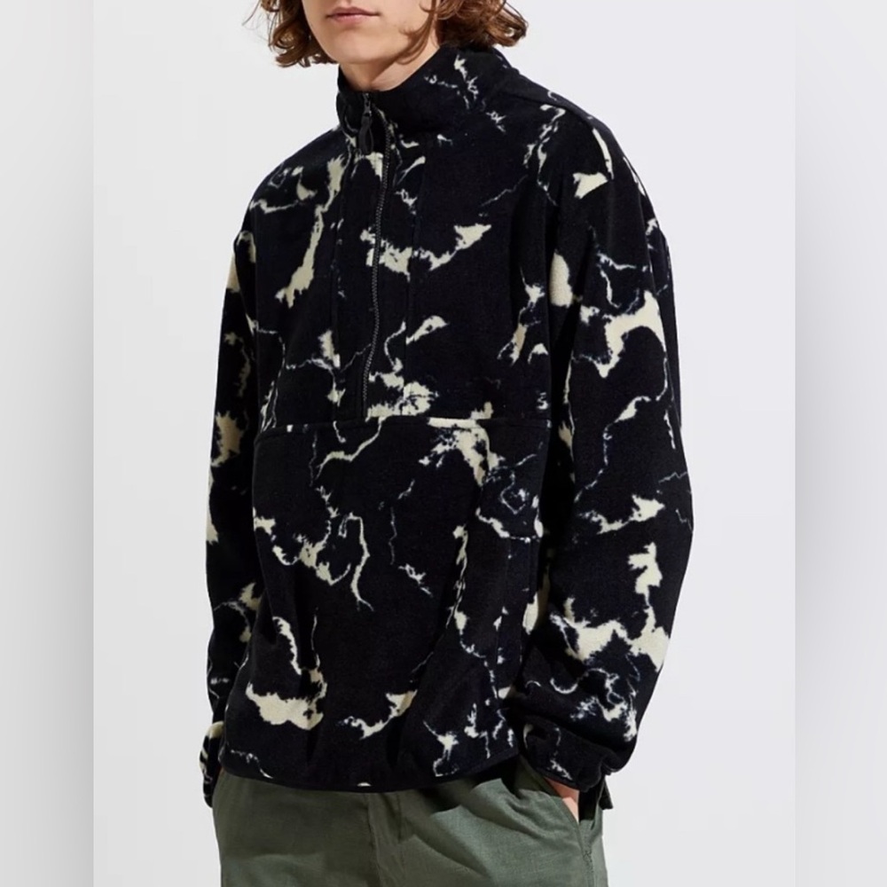 Urban Outfitters Black‎ and White Polar Fleece Quarter Zip Pullover